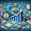 Illustration showcasing the concept of ROI maximization in iGaming SEO, featuring symbols of growth, analytics, and iGaming elements.